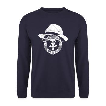 Honecker DDR Wappen, Osten, Ossi Geschenk - Unisex Pullover - Navy - Vorne - Alina (178cm) & Michal (187cm)