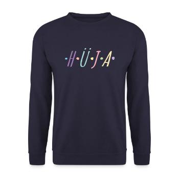 HÜJA, Hü - Farbenfrohes Reitsport-Shirt - Unisex Pullover - Navy - Vorne - Alina (178cm) & Michal (187cm)
