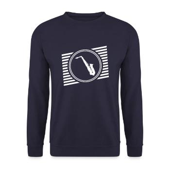Saxofon - Unisex Pullover - Navy - Vorne - Alina (178cm) & Michal (187cm)
