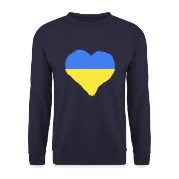 Ukraine Coeur Bleu Jaune - Sweat-shirt Unisexe - marine - Devant - Alina (178cm) & Michal (187cm)