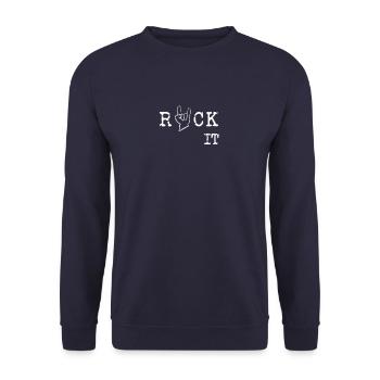 Rock it - Rock n Roll - Unisex Pullover - Navy - Vorne - Alina (178cm) & Michal (187cm)