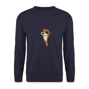 Funky Comic Otter Lässiger Wasser-Marder Geschenk - Unisex Pullover - Navy - Vorne - Alina (178cm) & Michal (187cm)
