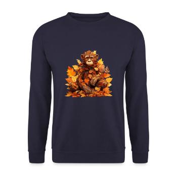 Chimpanzee lifts colorful foliage - Unique image - Unisex Sweatshirt - navy - Front - Alina (178cm) & Michal (187cm)