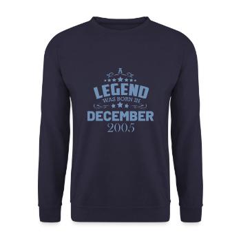 18th Birthday Legend December 2005 - Unisex Sweatshirt - navy - Front - Alina (178cm) & Michal (187cm)