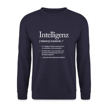 Intelligenz Wortdefinition Wissen Social Media - Unisex Pullover - Navy - Vorne - Alina (178cm) & Michal (187cm)