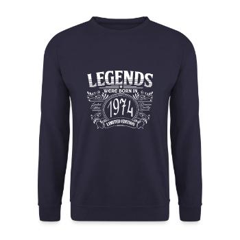 Legends were born in 1974 - Unisex Sweatshirt - navy - Front - Alina (178cm) & Michal (187cm)