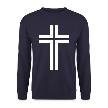 Jesus Croix Icon - Sweat-shirt Unisexe - marine - Devant - Alina (178cm) & Michal (187cm)