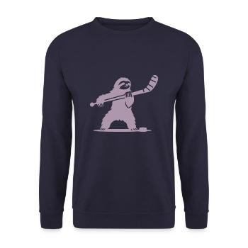 Faultier Eishockey Silhouette - Unisex Pullover - Navy - Vorne - Alina (178cm) & Michal (187cm)