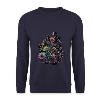 Flower Power - Unisex Pullover - Navy - Vorne - Alina (178cm) & Michal (187cm)
