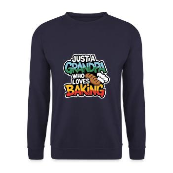 Grandpa is a baker, our grandpa likes to bake - Unisex Sweatshirt - navy - Front - Alina (178cm) & Michal (187cm)