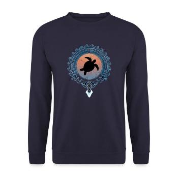 sea turtle - Unisex Sweatshirt - navy - Front - Alina (178cm) & Michal (187cm)