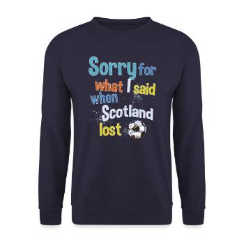 Désolé pour ce que j’ai dit quand l’Écosse a perdu - Sweat-shirt Unisexe - marine - Devant - Alina (178cm) & Michal (187cm)