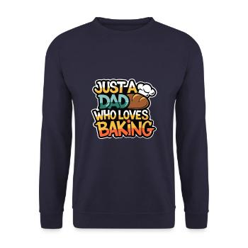 Dad loves to bake bread - Dad is our baker - Unisex Sweatshirt - navy - Front - Alina (178cm) & Michal (187cm)