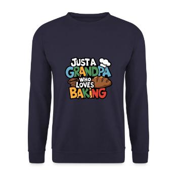 Grandpa is a baker, our grandpa likes to bake - Unisex Sweatshirt - navy - Front - Alina (178cm) & Michal (187cm)