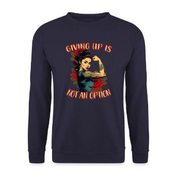 Abandonner n’est pas une option femme forte - Sweat-shirt Unisexe - marine - Devant - Alina (178cm) & Michal (187cm)