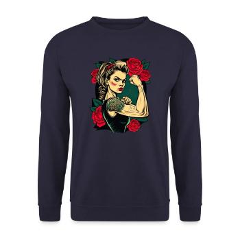 Femme forte Mère Roses Cadeau de fête des mères - Sweat-shirt Unisexe - marine - Devant - Alina (178cm) & Michal (187cm)