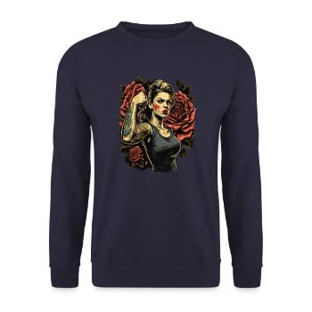 Femme forte Mère Roses Cadeau de fête des mères - Sweat-shirt Unisexe - marine - Devant - Alina (178cm) & Michal (187cm)