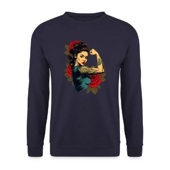 Femme forte Mère Roses Cadeau de fête des mères - Sweat-shirt Unisexe - marine - Devant - Alina (178cm) & Michal (187cm)