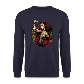 Femme forte Mère Roses Cadeau de fête des mères - Sweat-shirt Unisexe - marine - Devant - Alina (178cm) & Michal (187cm)