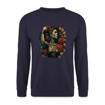 Femme forte Mère Roses Cadeau de fête des mères - Sweat-shirt Unisexe - marine - Devant - Alina (178cm) & Michal (187cm)