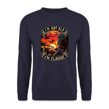 Je ne suis pas vieux je suis motard moto classique - Sweat-shirt Unisexe - marine - Devant - Alina (178cm) & Michal (187cm)