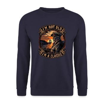Je ne suis pas vieux, je suis un passionné de bateaux classiques - Sweat-shirt Unisexe - marine - Devant - Alina (178cm) & Michal (187cm)