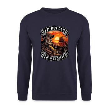 I m not old I m a classic Bootsliebhaber - Unisex Pullover - Navy - Vorne - Alina (178cm) & Michal (187cm)