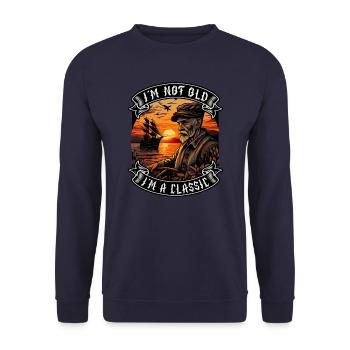 I m not old I m a classic Bootsliebhaber - Unisex Pullover - Navy - Vorne - Alina (178cm) & Michal (187cm)