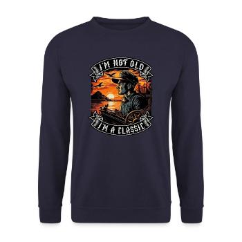 I m not old I m a classic Bootsliebhaber - Unisex Pullover - Navy - Vorne - Alina (178cm) & Michal (187cm)