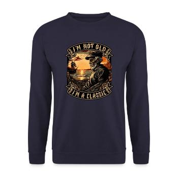 I m not old I m a classic Bootsliebhaber - Unisex Pullover - Navy - Vorne - Alina (178cm) & Michal (187cm)