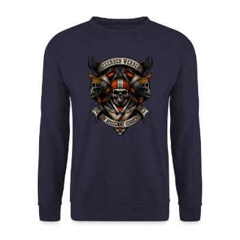 Legenden werden in Düsseldorf geboren - Unisex Pullover - Navy - Vorne - Alina (178cm) & Michal (187cm)