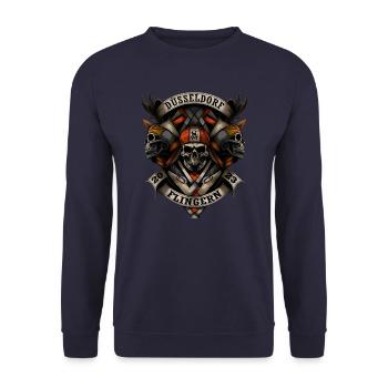 Düsseldorf Flingern 2023 - Biker Style - Unisex Pullover - Navy - Vorne - Alina (178cm) & Michal (187cm)