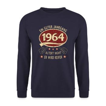 60. Geburtstag 1964 Guter Jahrgang - Unisex Pullover - Navy - Vorne - Alina (178cm) & Michal (187cm)