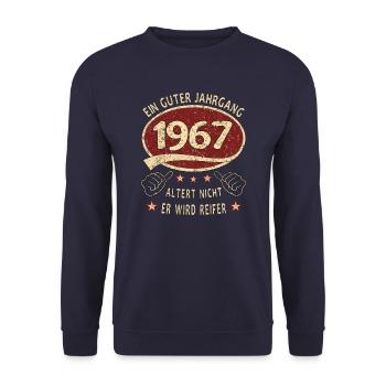 56. Geburtstag 1967 Guter Jahrgang - Unisex Pullover - Navy - Vorne - Alina (178cm) & Michal (187cm)