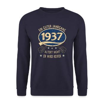 86. Geburtstag 1937 Guter Jahrgang - Unisex Pullover - Navy - Vorne - Alina (178cm) & Michal (187cm)