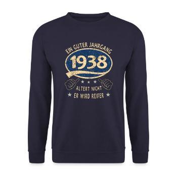 85. Geburtstag 1938 Guter Jahrgang - Unisex Pullover - Navy - Vorne - Alina (178cm) & Michal (187cm)