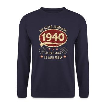 83. Geburtstag 1940 Guter Jahrgang - Unisex Pullover - Navy - Vorne - Alina (178cm) & Michal (187cm)