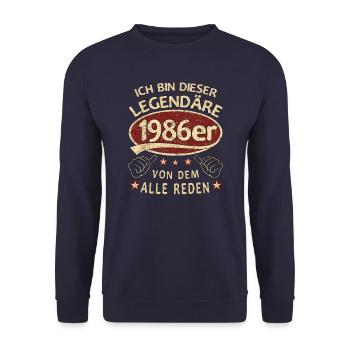 37. Geburtstag 1986 37 er Geburtstag - Unisex Pullover - Navy - Vorne - Alina (178cm) & Michal (187cm)