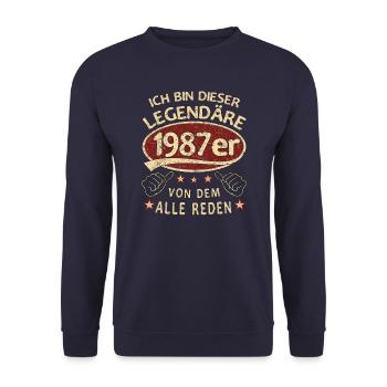 36. Geburtstag 1987 36 er Geburtstag - Unisex Pullover - Navy - Vorne - Alina (178cm) & Michal (187cm)