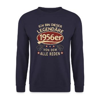 67. Geburtstag 1956 67 er Geburtstag - Unisex Pullover - Navy - Vorne - Alina (178cm) & Michal (187cm)