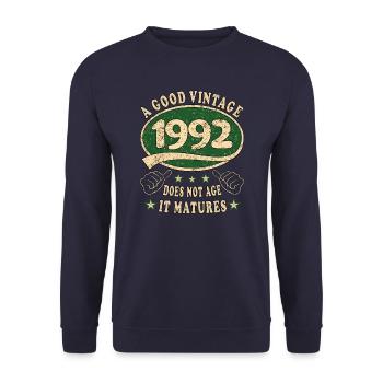 31. Geburtstag 1992 31er Guter Jahrgang - Unisex Pullover - Navy - Vorne - Alina (178cm) & Michal (187cm)