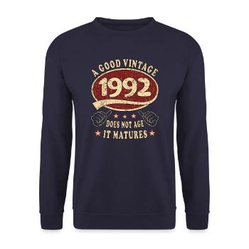 31. Geburtstag 1992 31er Guter Jahrgang - Unisex Pullover - Navy - Vorne - Alina (178cm) & Michal (187cm)