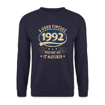 31. Geburtstag 1992 31er Guter Jahrgang - Unisex Pullover - Navy - Vorne - Alina (178cm) & Michal (187cm)