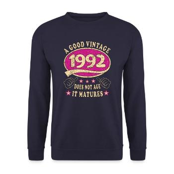 31. Geburtstag 1992 31er Guter Jahrgang - Unisex Pullover - Navy - Vorne - Alina (178cm) & Michal (187cm)