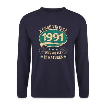 32nd Birthday 1991 32 Good Vintage - Unisex Sweatshirt - navy - Front - Alina (178cm) & Michal (187cm)