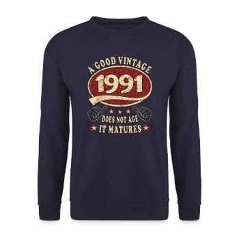 32nd Birthday 1991 32 Good Vintage - Unisex Sweatshirt - navy - Front - Alina (178cm) & Michal (187cm)