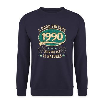 33rd Birthday 1990 33 Good vintage - Unisex Sweatshirt - navy - Front - Alina (178cm) & Michal (187cm)