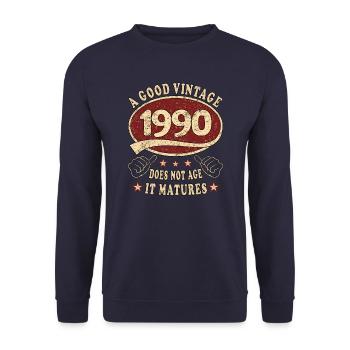 33rd Birthday 1990 33 Good vintage - Unisex Sweatshirt - navy - Front - Alina (178cm) & Michal (187cm)