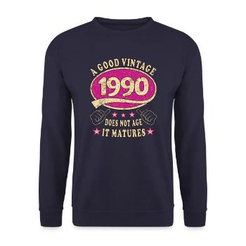 33rd Birthday 1990 33 Good vintage - Unisex Sweatshirt - navy - Front - Alina (178cm) & Michal (187cm)