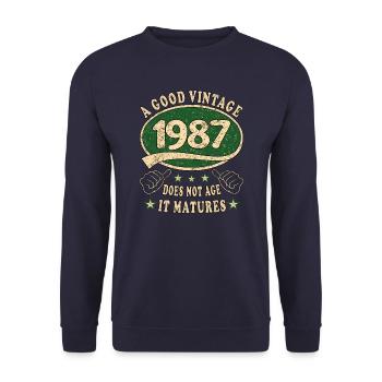 36ème anniversaire 1987 36er Bon millésime - Sweat-shirt Unisexe - marine - Devant - Alina (178cm) & Michal (187cm)